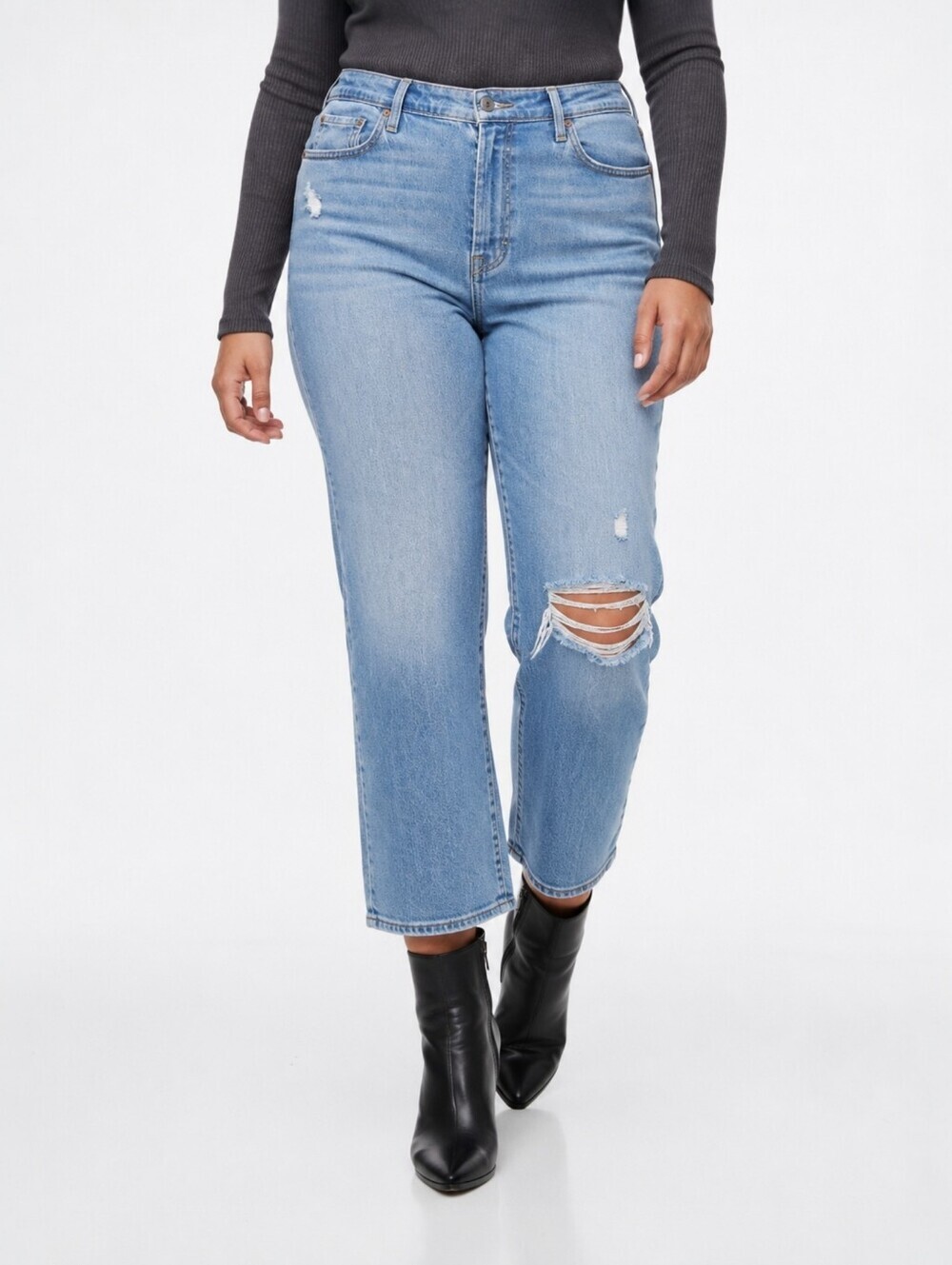 Levi’s Ribcage Straight Ankle Jeans Tango Fade Distressed High Rise 32